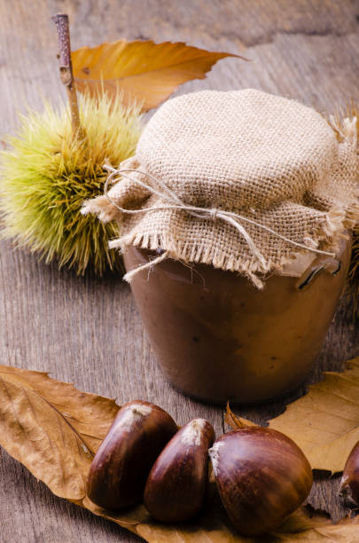 chestnut jam in glass jar
