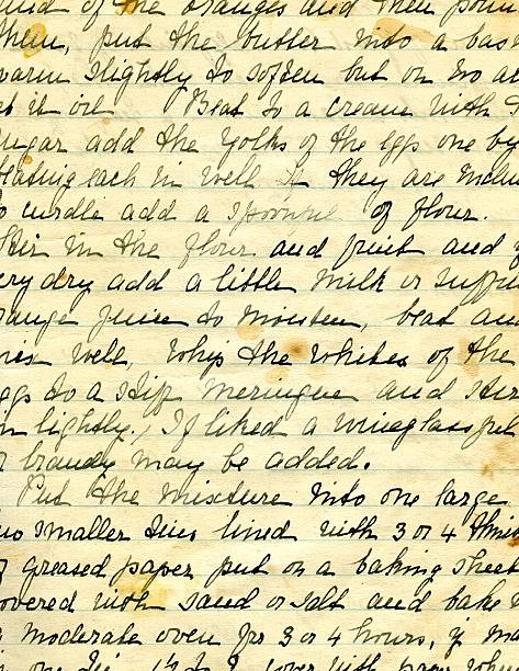 istock Old recipe handwriting detail with cooking stains 104293195