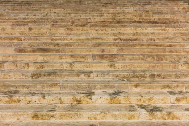 Old sand stone stairs background in the city center of Valletta, Malta