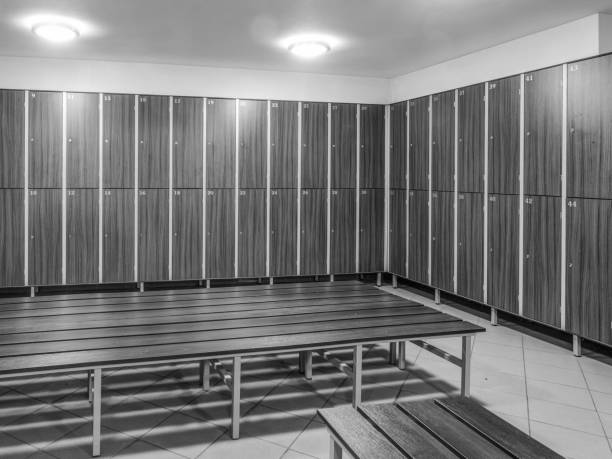 istock The row of wooden cabinets 1042943384