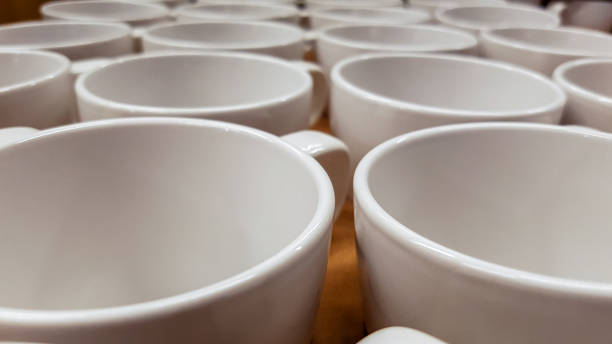 istock Empty coffee cups in a row on a counter top 1042947638