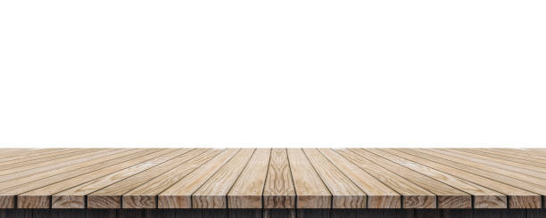 istock Empty old grunge wood plank table top isolated on white background,Use for display for montage of product and leave space for replace of your background. 1042948206