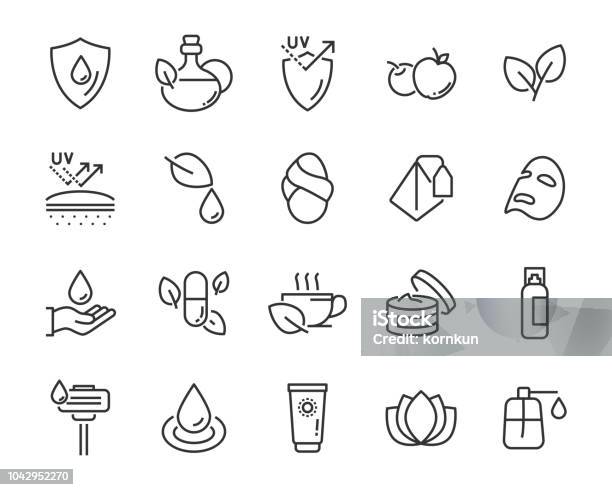 Set Of Healthy Skin Care Icons Such As Masksun Block Skin Care Stock Illustration - Download Image Now