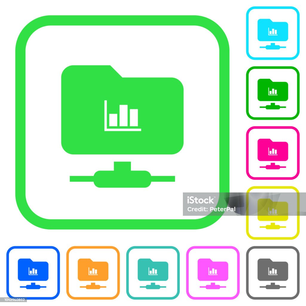 FTP statistics vivid colored flat icons FTP statistics vivid colored flat icons in curved borders on white background Analyzing stock vector