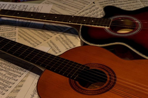 istock Two guitars one acoustic and another spanish. 1042961074