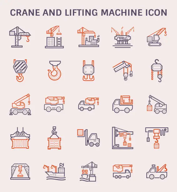 Vector illustration of crane lifting icon