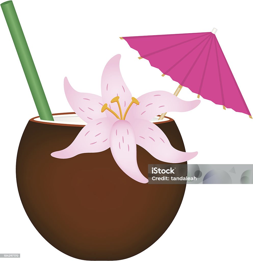 Boisson tropicale en noix de coco - clipart vectoriel de Ombrelle de cocktail libre de droits