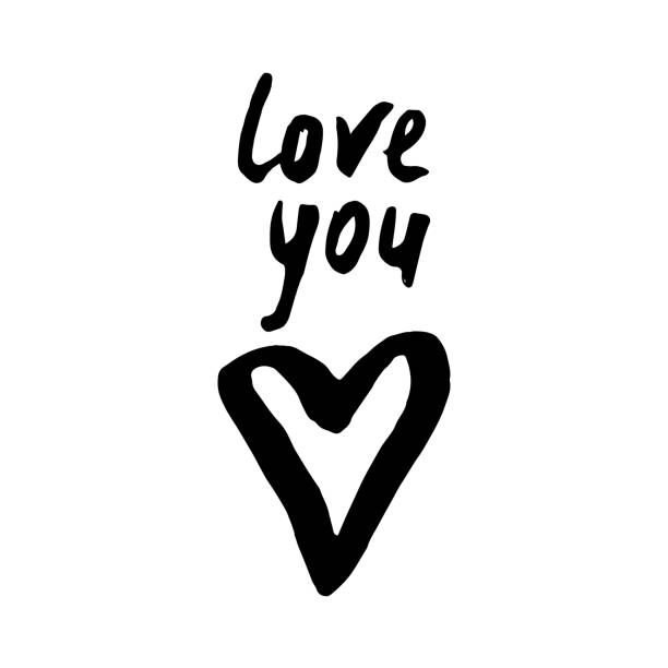 istock Black hand drawn heart and words Love You on white background. Design element for Valentine's day. 1042979224