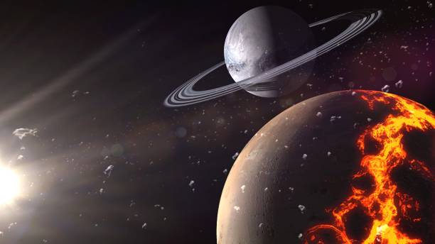istock Planets and galaxy, science fiction wallpaper. 1042986018