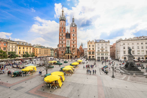 istock Old town square in Krakow 1042986188