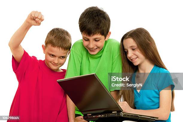 Children With Laptop Stock Photo - Download Image Now - 10-11 Years, Beautiful People, Boys