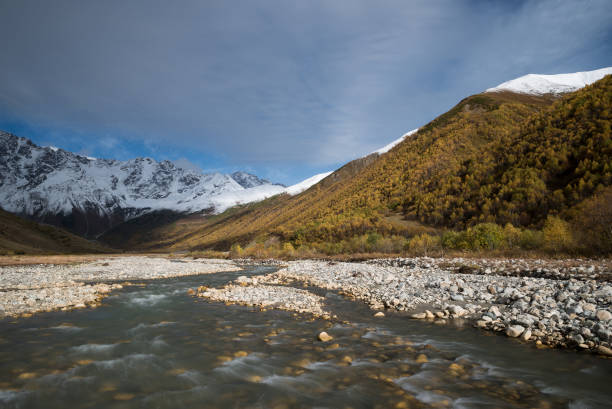 istock Mountain landscape with the river Enguri, Svaneti Georgia 1042994400