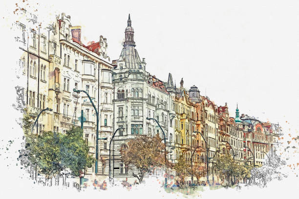 istock illustration. Traditional ancient architecture in Prague. 1042997960