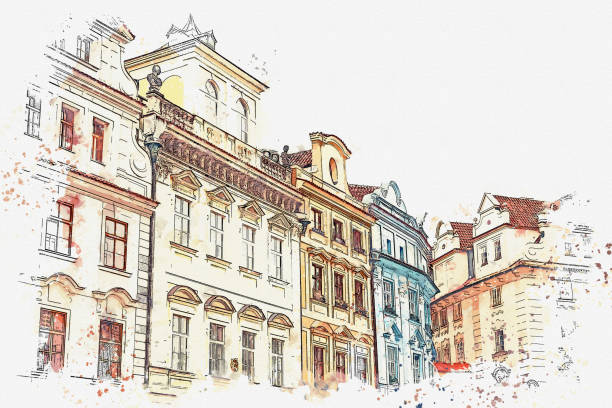 istock illustration. Traditional ancient architecture in Prague. 1042998182