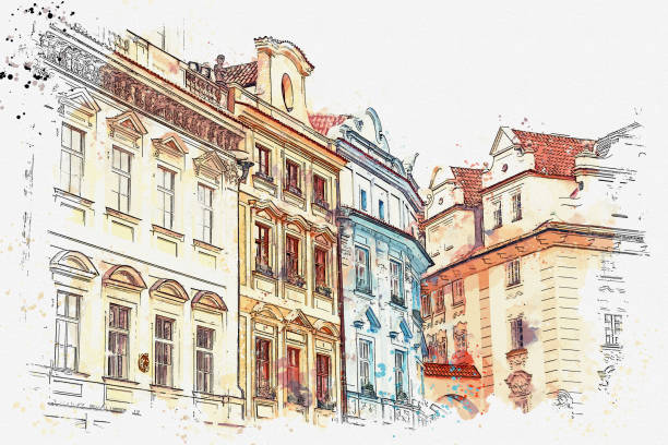 istock illustration. Traditional ancient architecture in Prague. 1042998194