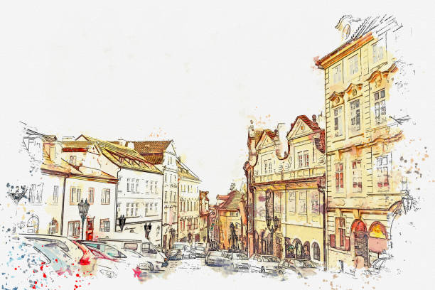 istock illustration. Traditional ancient architecture in Prague. 1042998220