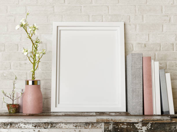 istock Mock up poster with books and flowers composition 1043003052