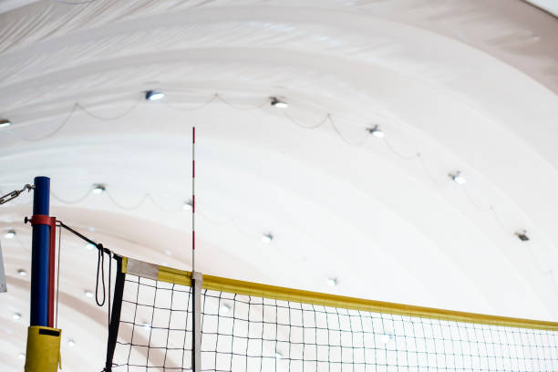 istock Volleyball net in a warm inflatable hangar. 1043003548