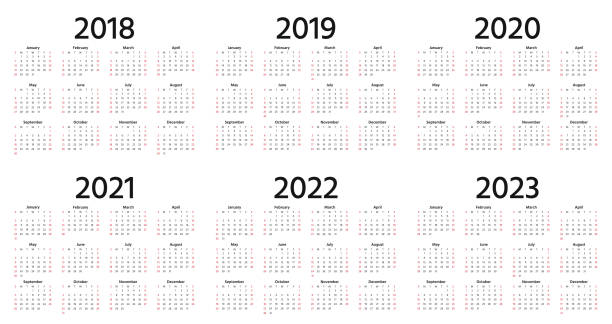 2018, 2019, 2020 달력. 벡터 일러스트입니다. 서식 파일 년 도우미입니다. - 2018년 stock illustrations