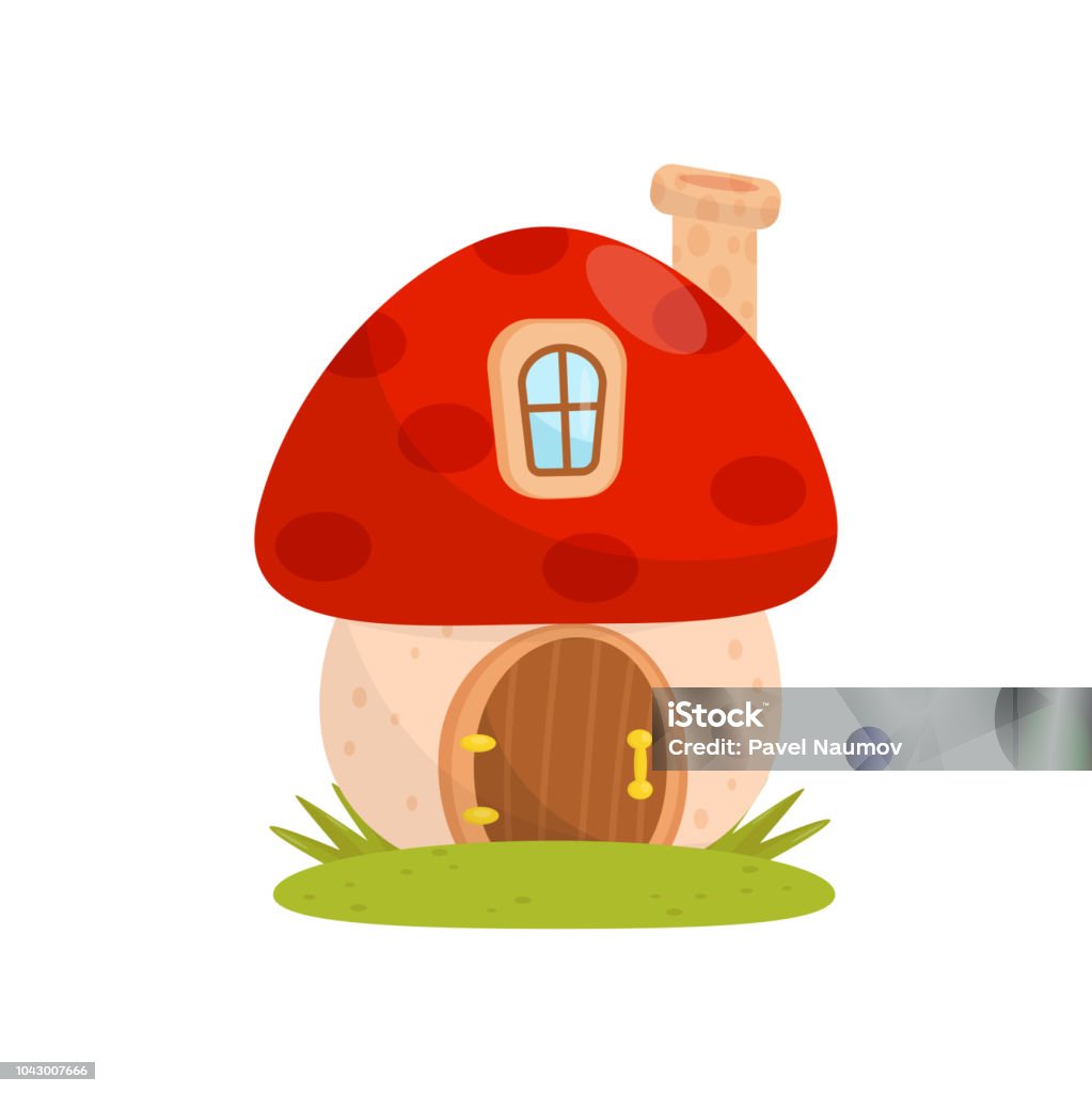 Ilustración De Pequeña Casa De Seta De La Casa De Fantasía De Cuento De Hadas Para Gnome Enano O