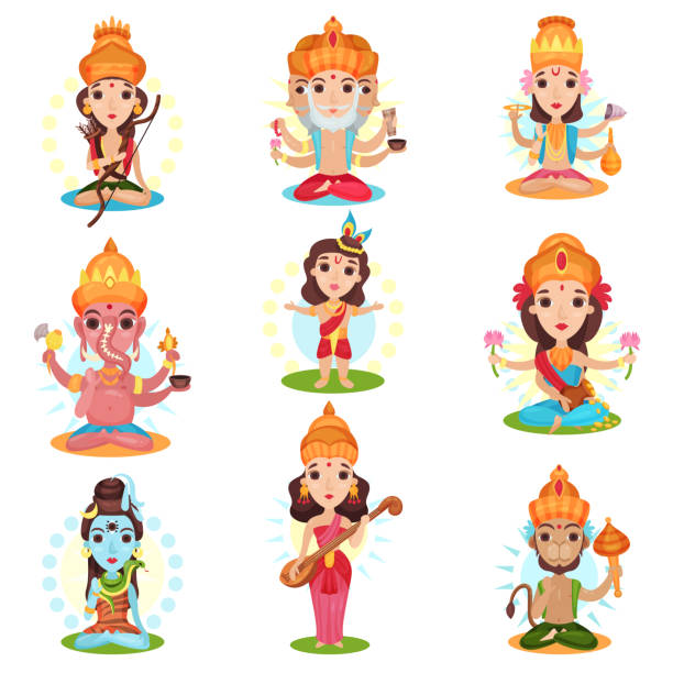 Indian God And Goddess Set Rama Brahma Kali Ganesha Lakshmi Shiva Saraswati  Hanuman Vector Illustrations On A White Background Stock Illustration -  Download Image Now - iStock