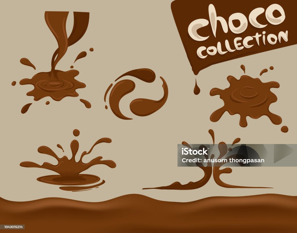 chocolate splash , set ,vector, clear background,melt Dessert - Sweet Food stock vector