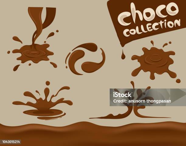 Chocolate Splash Set Vector Clear Backgroundmelt Stock Illustration - Download Image Now