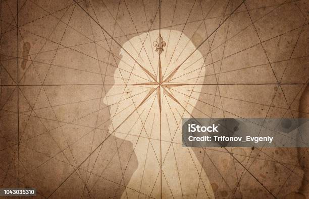 Human Head And Compass Stock Photo - Download Image Now - Morality, Business, Navigational Compass