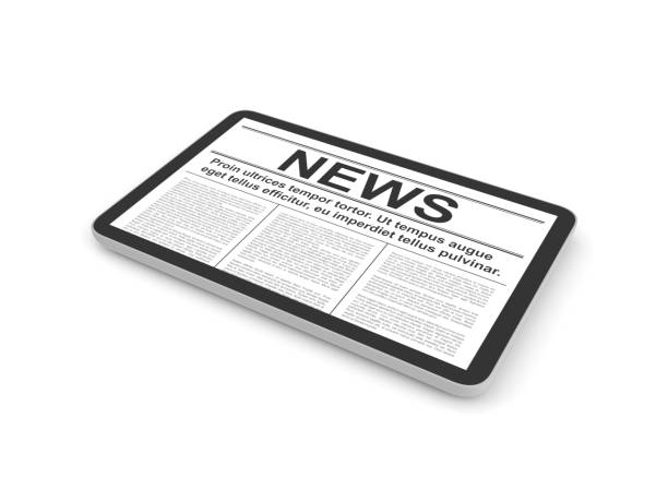 istock News in the tablet PC, isolated on white. 1043041212