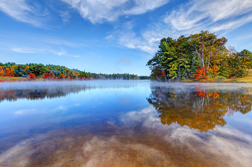Norway Pond in Hancock, New Hampshire during the autumn foliage season
