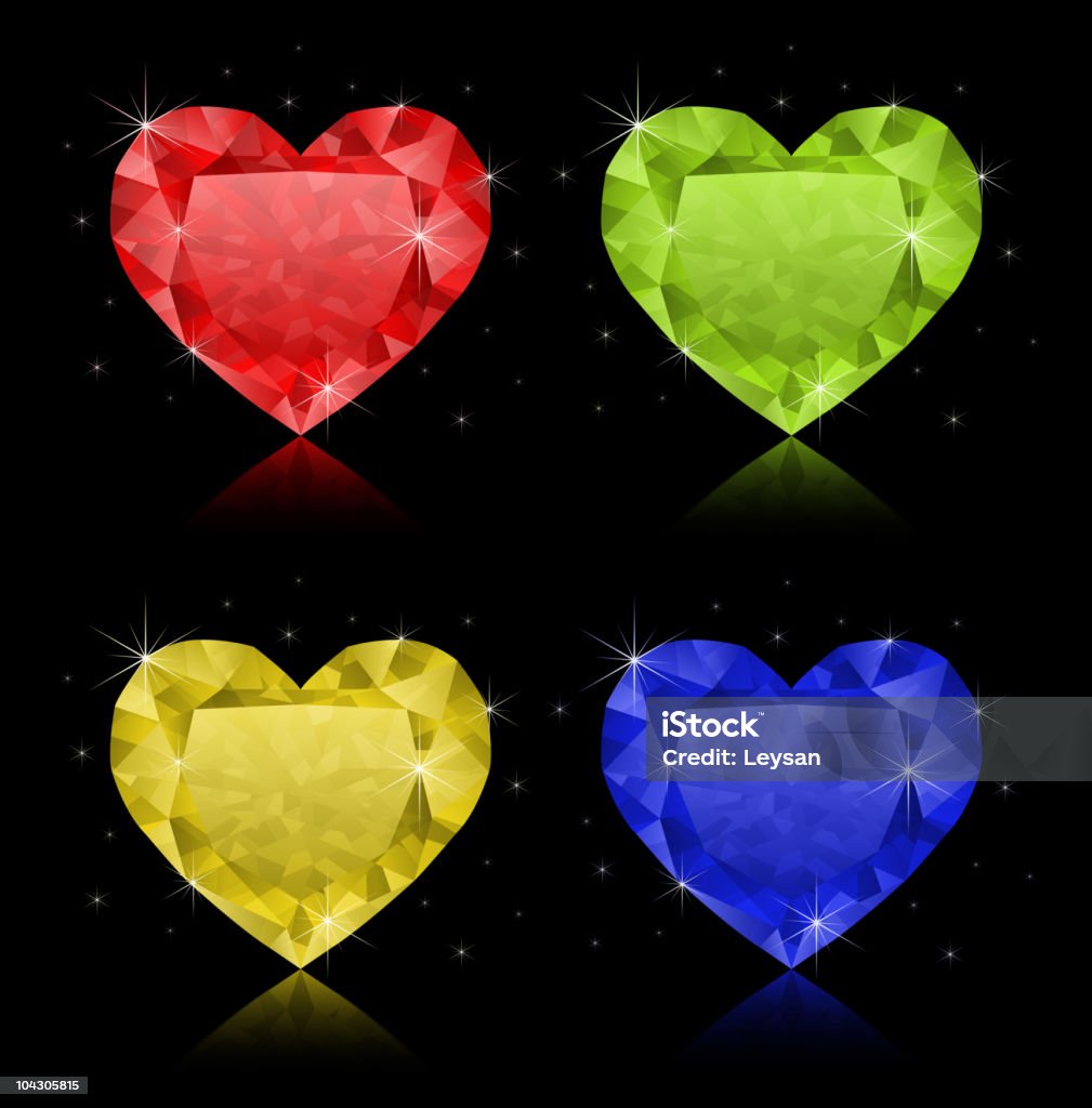 En forma de corazón diamantes - arte vectorial de Amarillo - Color libre de derechos
