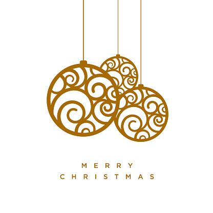 Vector Christmas greeting card design with abstract swirl Christmas balls.