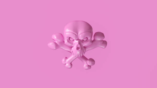 Pink Skull and Crossbones 3d illustration 3d rendering