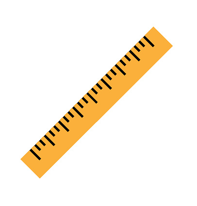 Silhouette of a yellow ruler in a flat style. Icon of the yellow ruler. Vector yellow ruler isolated on white background. Ruler top view illustration. Vector illustration Eps10 file