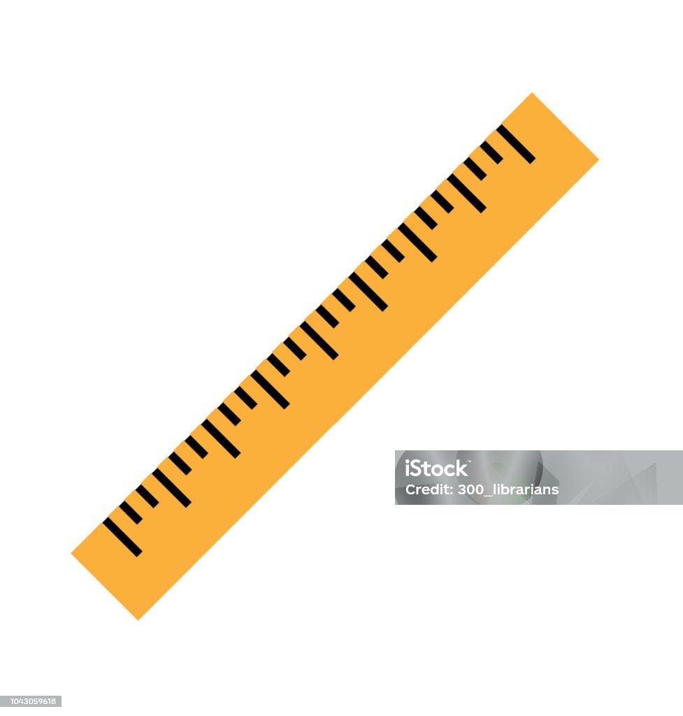 Silhouette of a yellow ruler in a flat style Silhouette of a yellow ruler in a flat style. Icon of the yellow ruler. Vector yellow ruler isolated on white background. Ruler top view illustration. Vector illustration Eps10 file Ruler stock vector