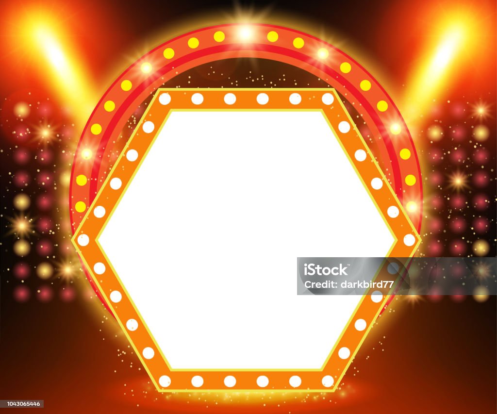 Retro Banner On Stage With Spotlight Effect Background Stock Illustration -  Download Image Now - iStock