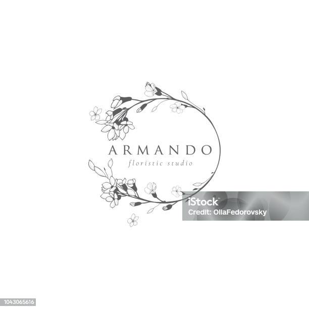 Vector Floristic Feminine Brand Template Frame Stock Illustration - Download Image Now - Flower, Logo, Floral Pattern