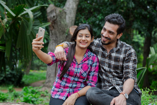 istock Young athletic couple making selfie. - Stock image 1043065956