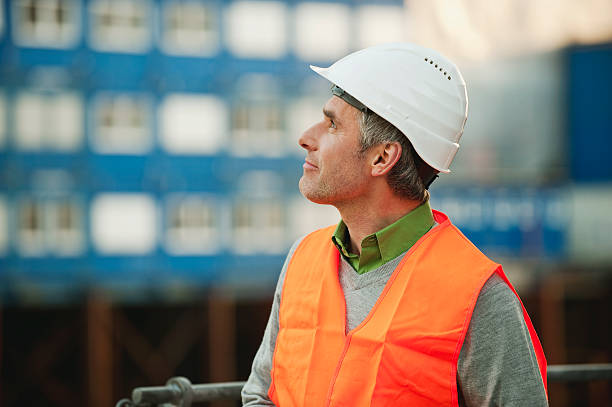 istock Germany, Hamburg, Man looking away at harbour 104306615