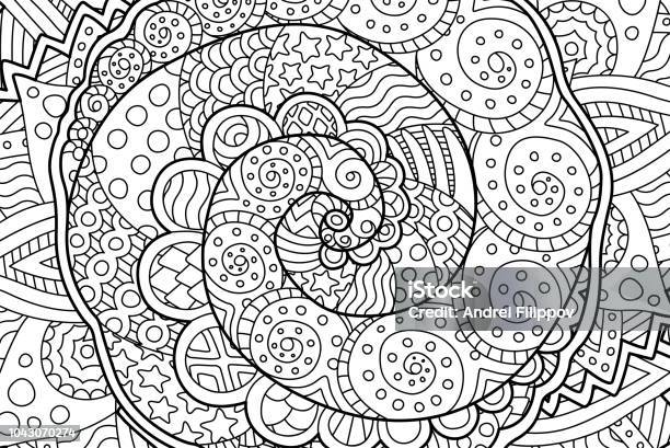 Coloring book page with abstract art spiral Vector Image