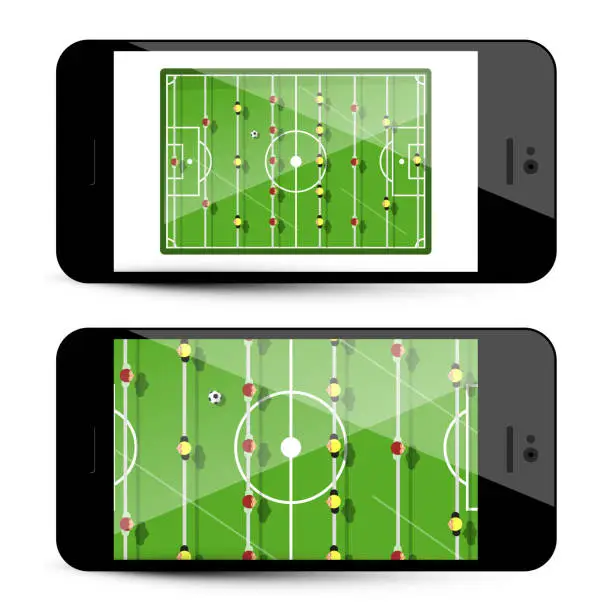 Vector illustration of Table Football Game App on Mobile Phone