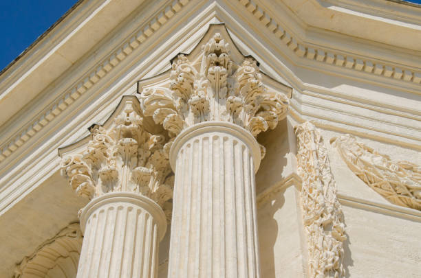 details of ancient columns stock photo