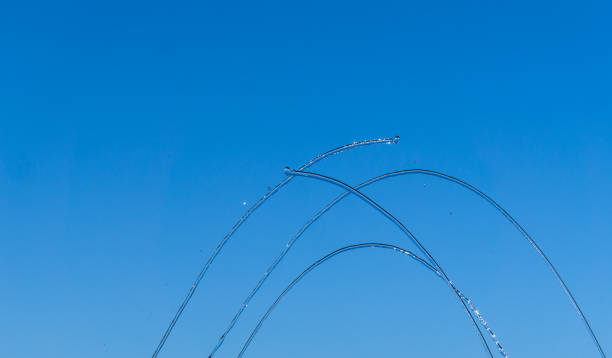 istock Streams and drops of water on a blue background 1043093604