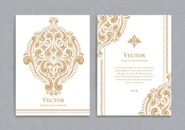 Gold and white vintage invitation card. Good for flyer, menu, brochure. Luxury ornament. Can be used for background, wallpaper, decoration or any desired idea. vintage gold jewelry stock illustrations