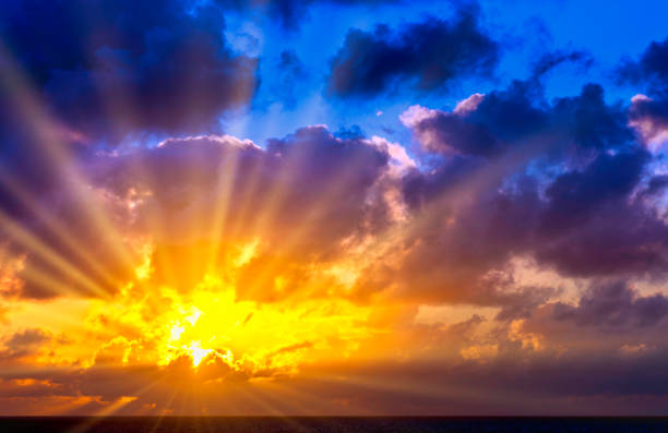 istock Dramatic sunrise over Atlantic Ocean before storm - Lanzarote, Canary Islands, Spain 1043096600