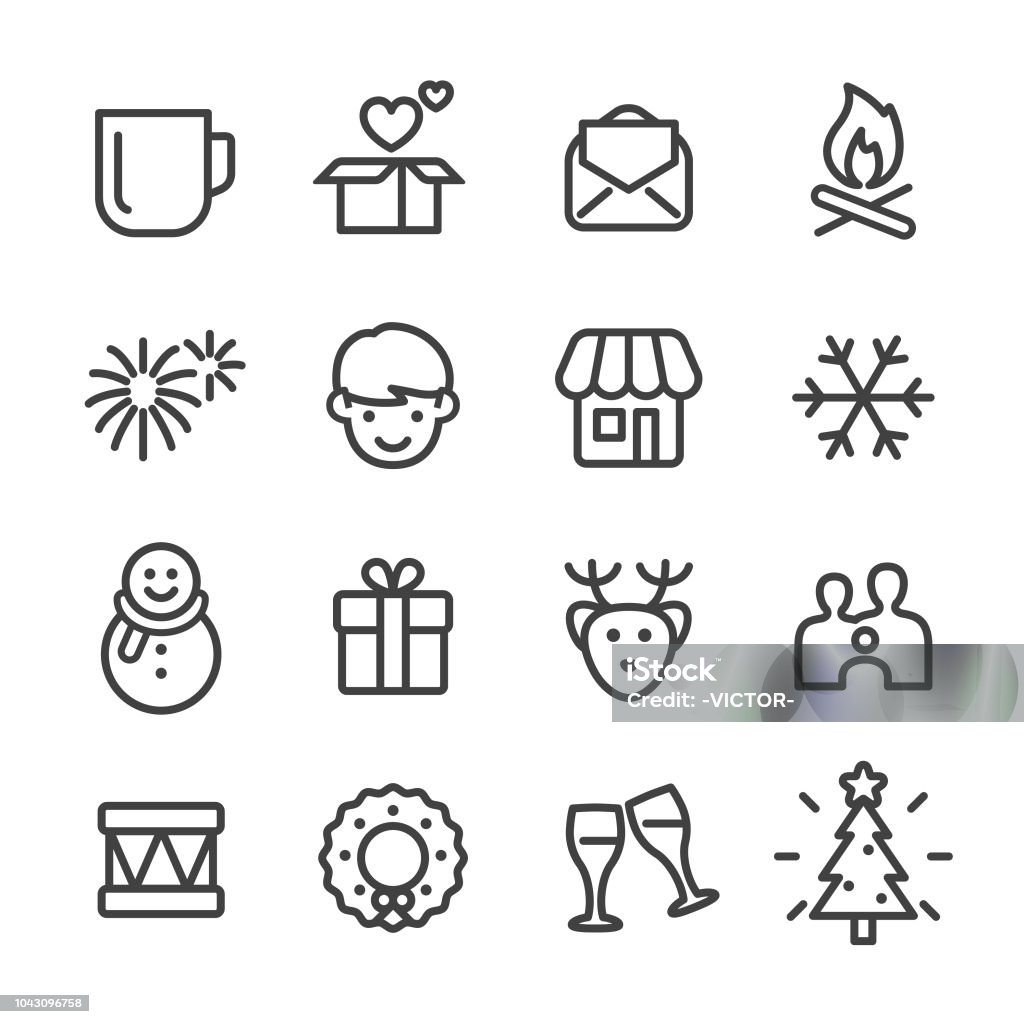 Christmas and New Year Icons - Line Series Christmas, New Year, Christmas stock vector