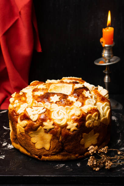 istock Serbian slava bread decorated in traditional style 1043096886