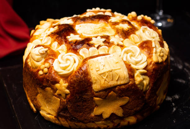 istock Serbian slava bread decorated in traditional style 1043097080