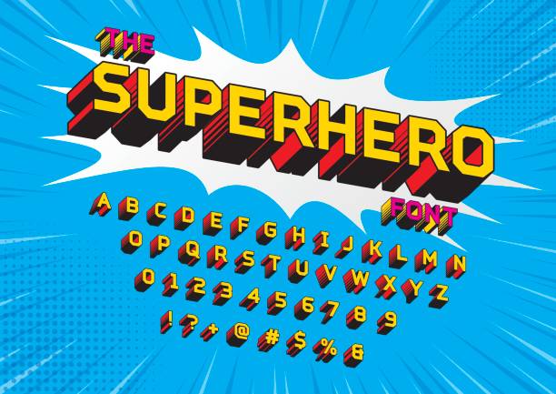 superhelden-schriftart - comic font stock-grafiken, -clipart, -cartoons und -symbole