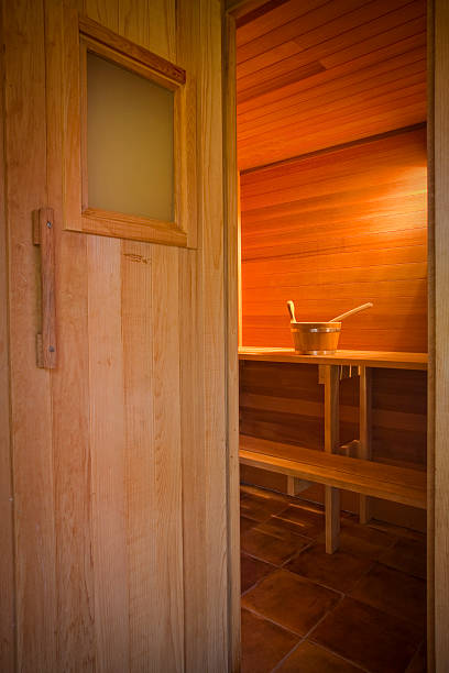 istock Interior of a wooden sauna 104311027